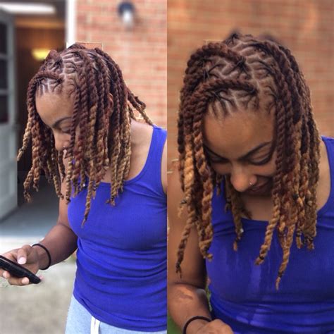 Two Strand Twist Starter Locs styles by Aquella Book your appointment today 919-332-3021 www. . 2 strand twist loc styles